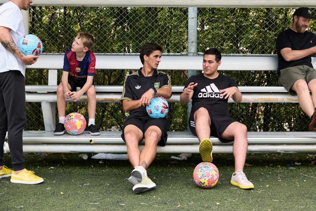 Football players on the benches